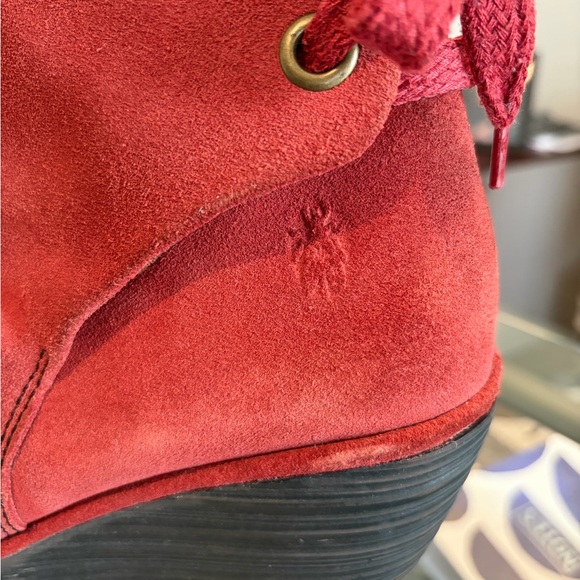 Fly London Women's Red Suede Yama Ankle Boots Y2K - Size US 9 - Picture 9 of 10